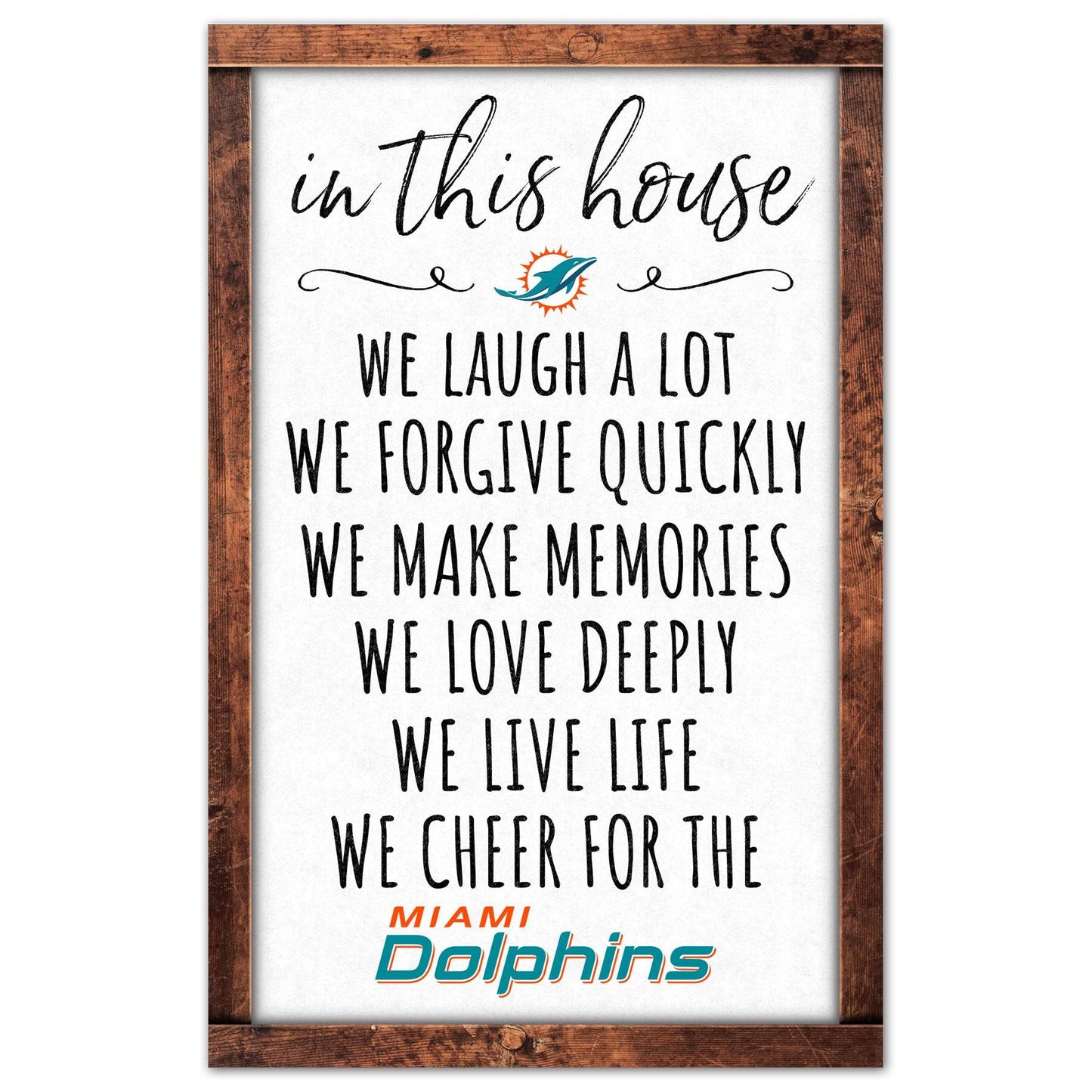 Miami Dolphins 11x17 Wood Sign In This House Decor Home - ToylandEU