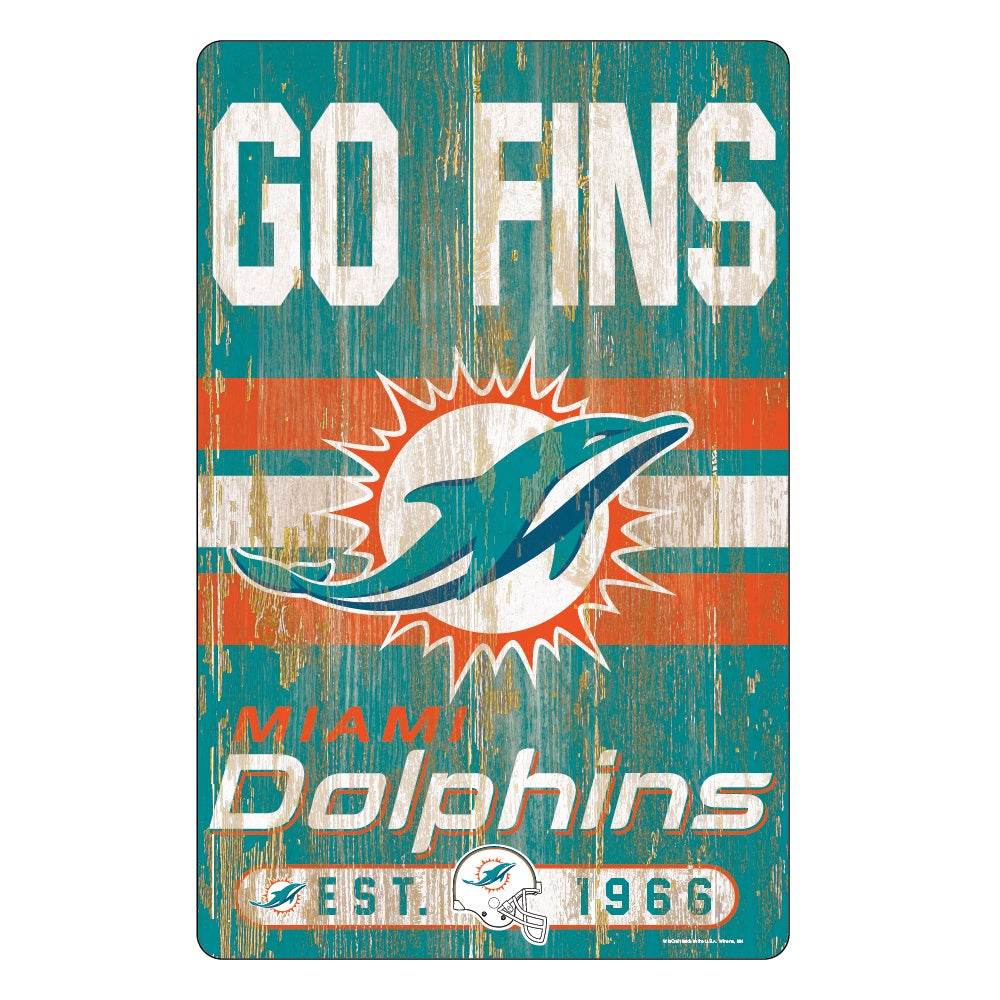 Miami Dolphins 11x17 Wood Slogan Sign Wincraft Team Colors - ToylandEU
