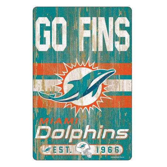 Miami Dolphins 11x17 Wood Slogan Sign Wincraft Team Colors - ToylandEU