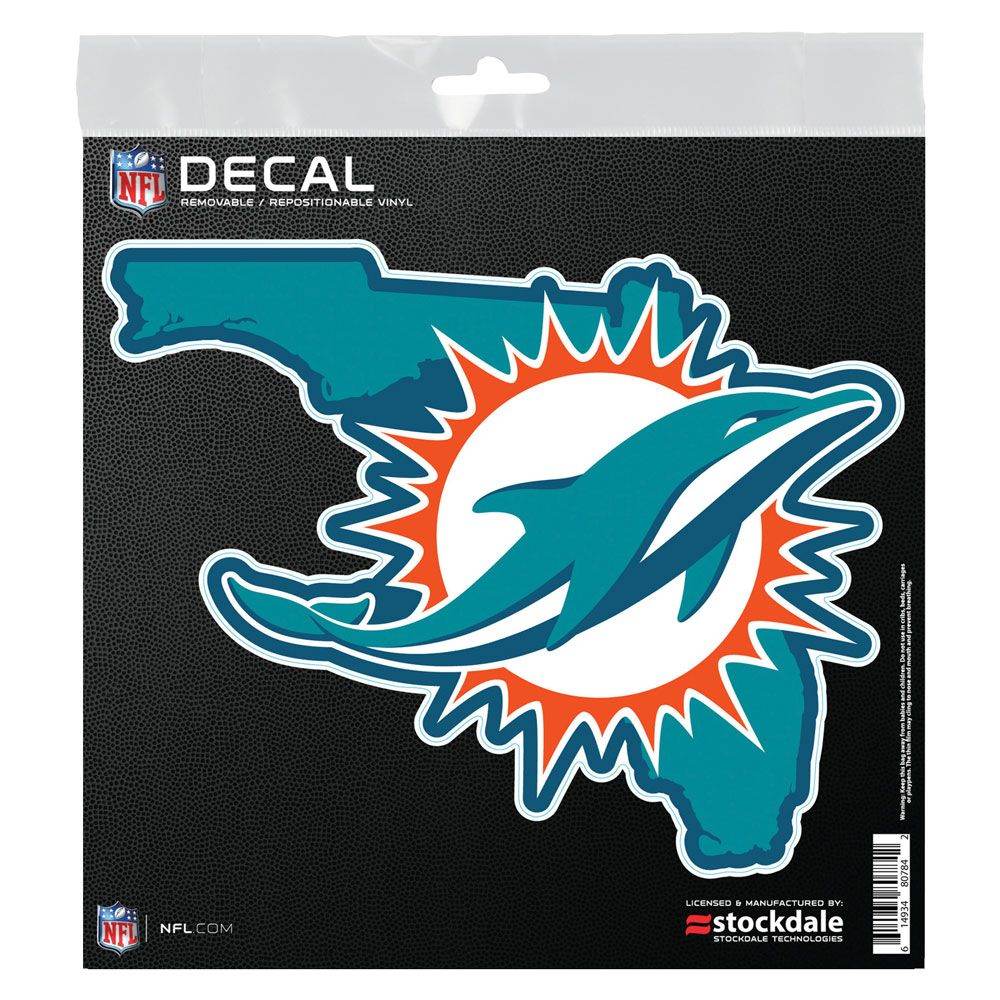 Miami Dolphins 6x6 All Surface State Shape Vinyl Decal - ToylandEU
