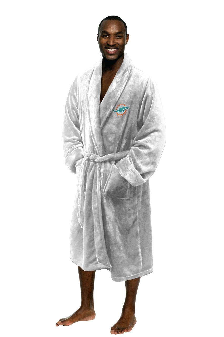 Miami Dolphins Bathrobe Embroidered Silk Touch Belt LXL - ToylandEU