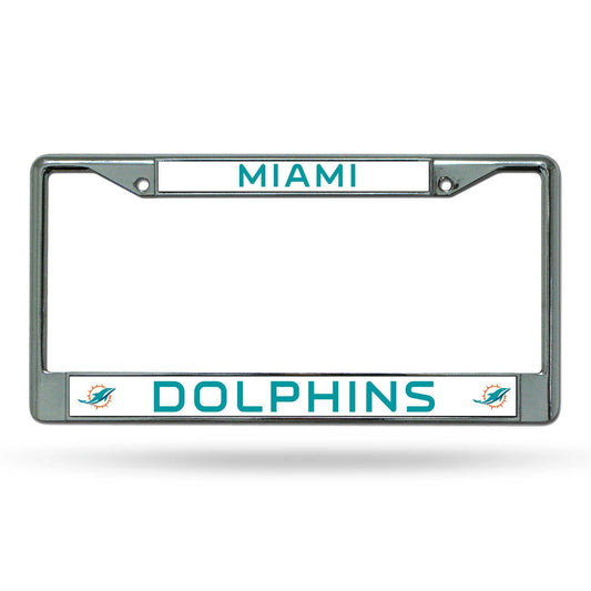 Miami Dolphins Chrome License Plate Frame Pre Drilled Holes - ToylandEU