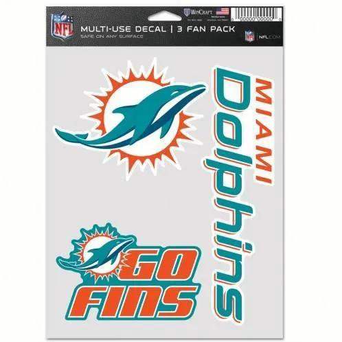  Miami Dolphins Decal Set Multi Use Fan 3 Indoor Outdoor -  ToylandEU™