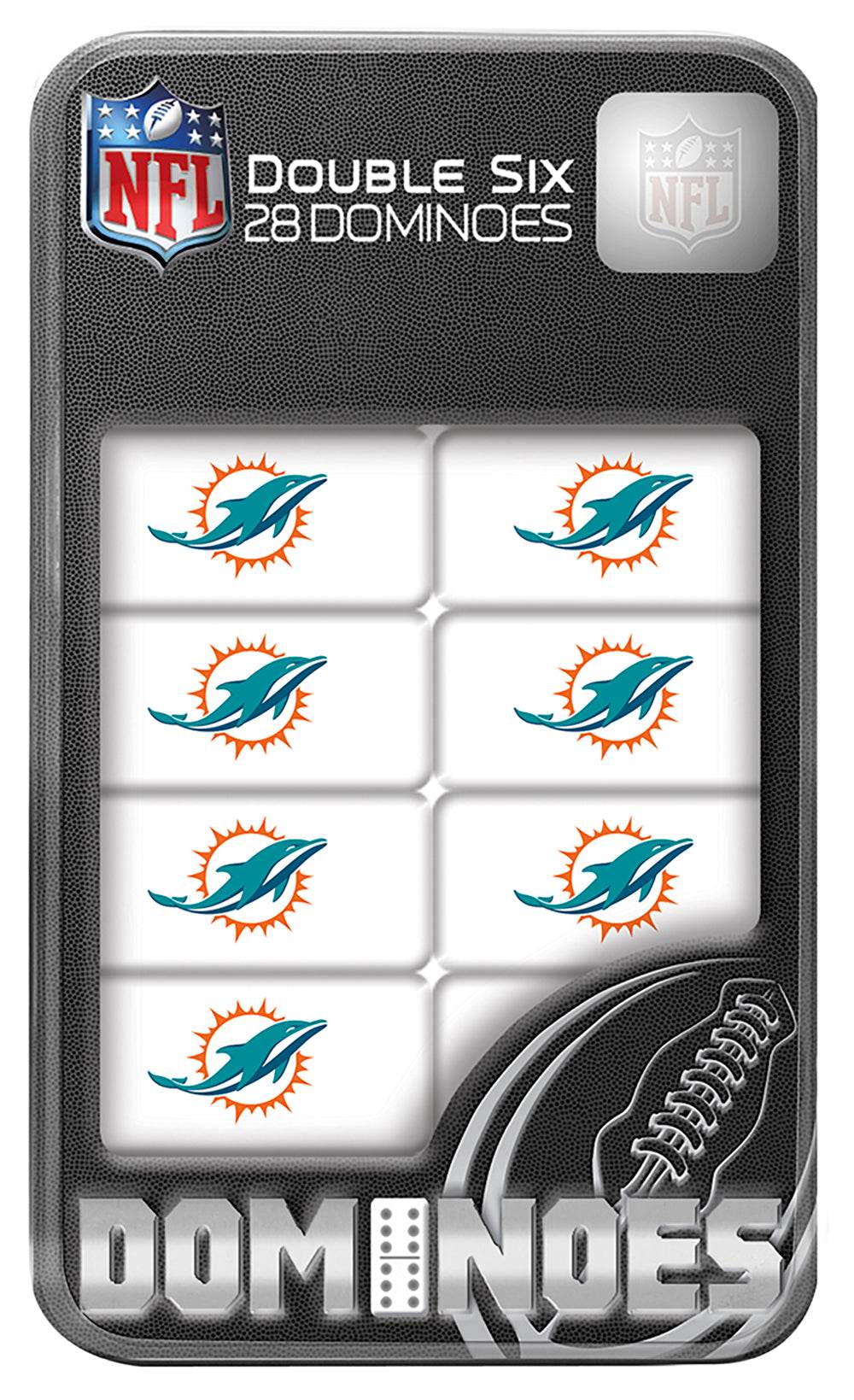 Miami Dolphins Dominoes Set Double Sixes Collectible Tin Box - ToylandEU