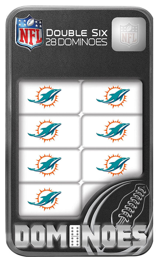 Miami Dolphins Dominoes Set Double Sixes Collectible Tin Box - ToylandEU
