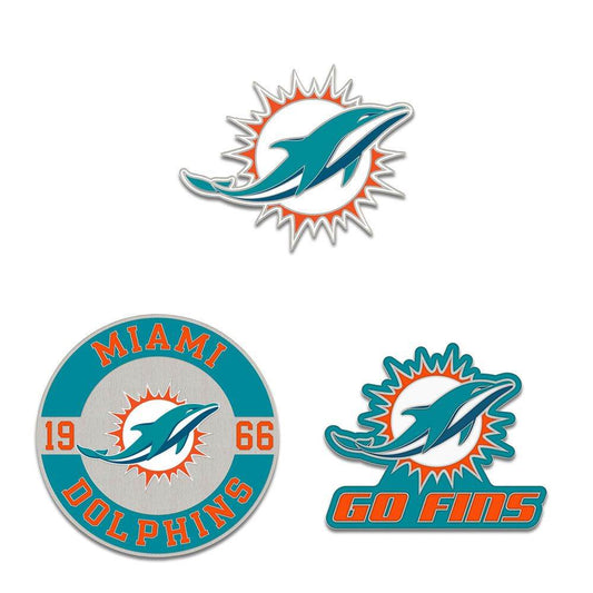 Miami Dolphins Enamel Pin Set Three Piece With Logo Slogan - ToylandEU