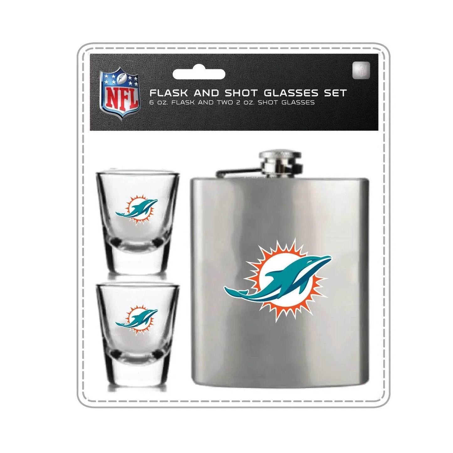 Miami Dolphins Flask and Shot Glass Set Officially Licensed - ToylandEU