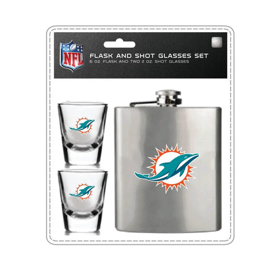 Miami Dolphins Flask and Shot Glass Set Officially Licensed - ToylandEU