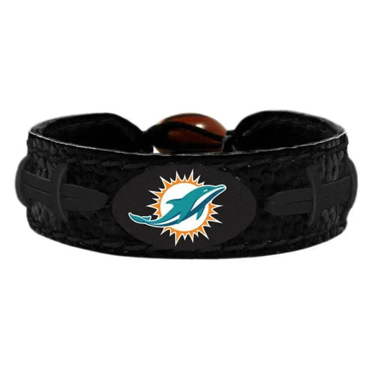  Miami Dolphins Leather Bracelet Team Color Tonal Black -  ToylandEU™