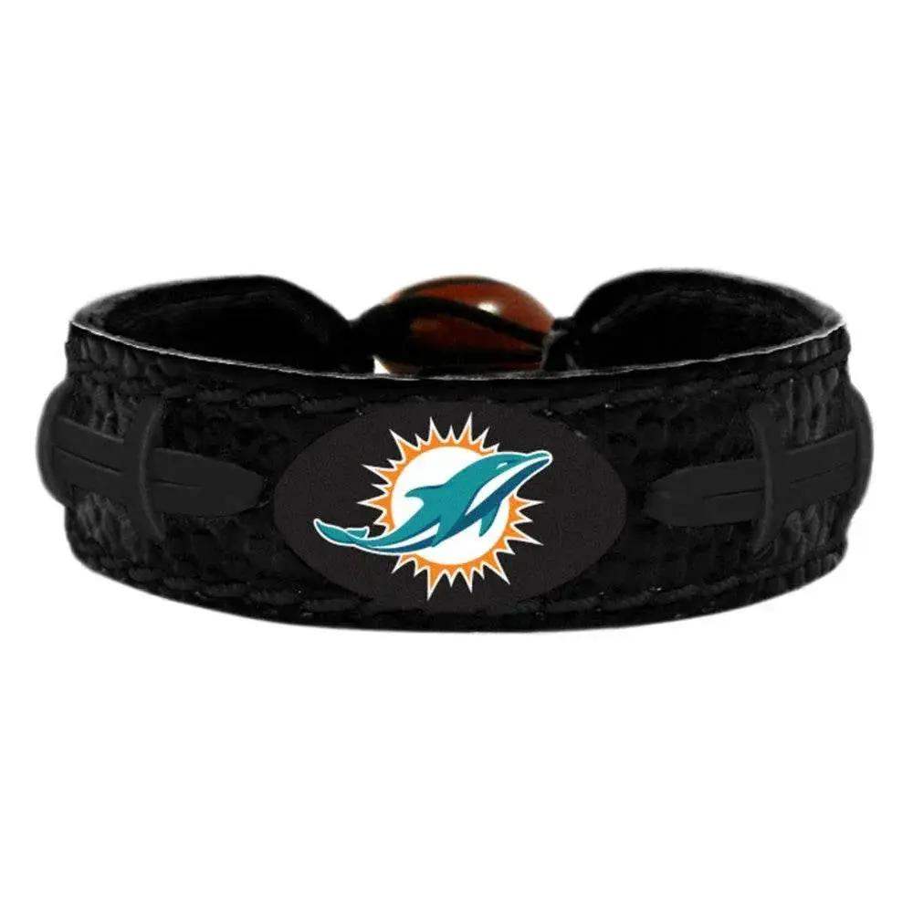  Miami Dolphins Leather Bracelet Team Color Tonal Black -  ToylandEU™