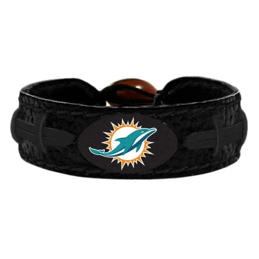  Miami Dolphins Leather Bracelet Team Color Tonal Black -  ToylandEU™