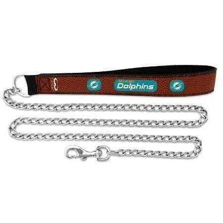  Miami Dolphins Leather Chain Football Pet Leash Large -  ToylandEU™