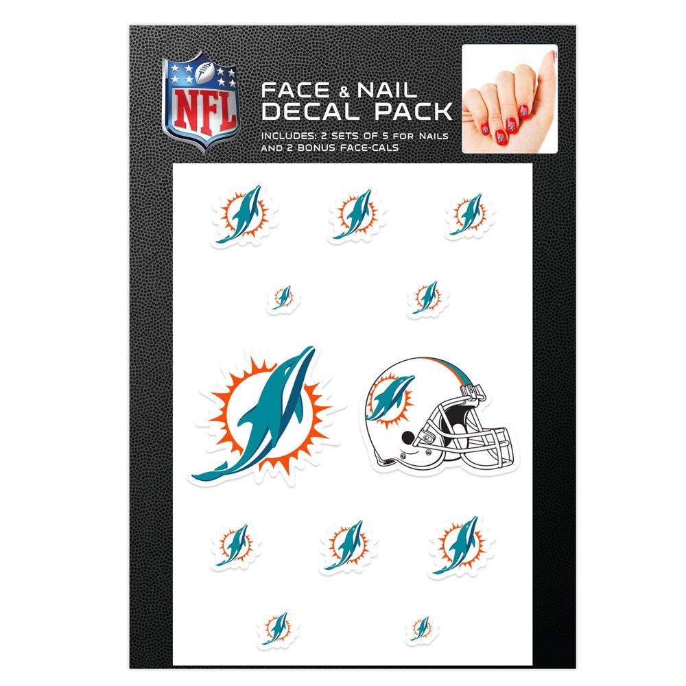 Miami Dolphins Nail Cals And Face Cals Waterless Decals - ToylandEU