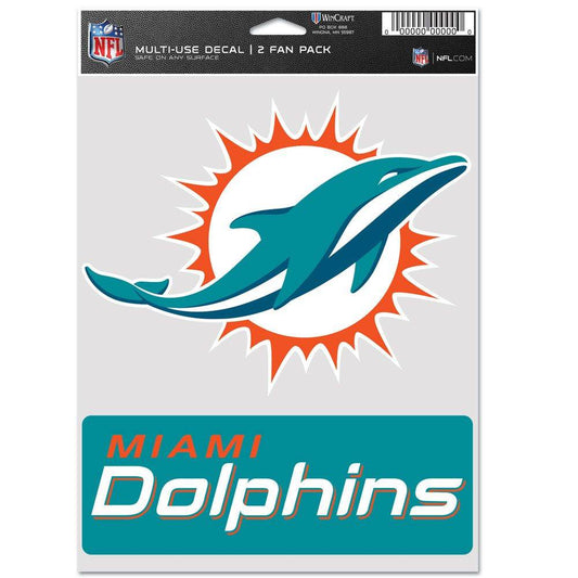 Miami Dolphins Official Decal Set Multi Use Fan 2 Pack - ToylandEU