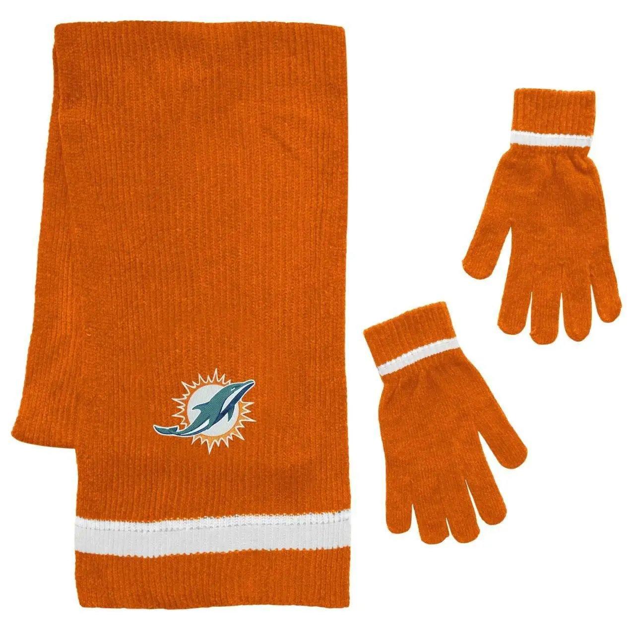  Miami Dolphins Scarf and Glove Gift Set Chenille Knit -  ToylandEU™