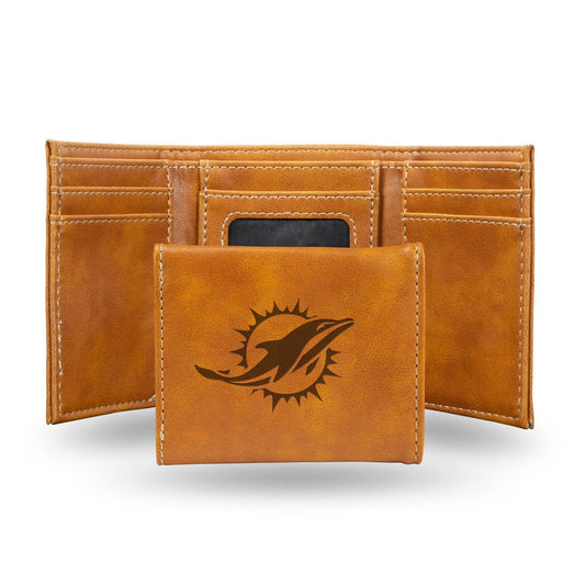 Miami Dolphins Trifold Wallet Laser Engraved Leather - ToylandEU