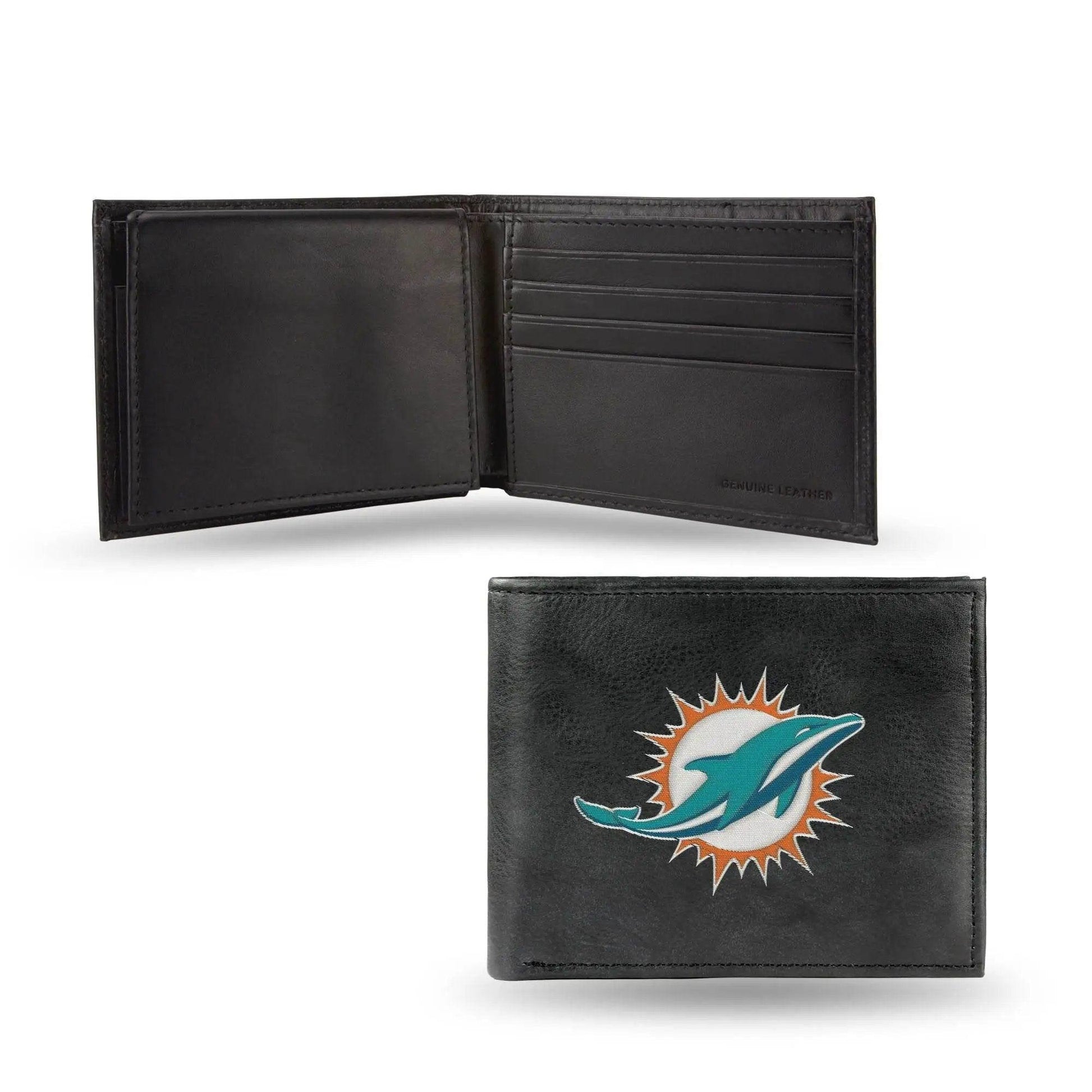  Miami Dolphins Wallet Billfold Leather Embroidered Black -  ToylandEU™