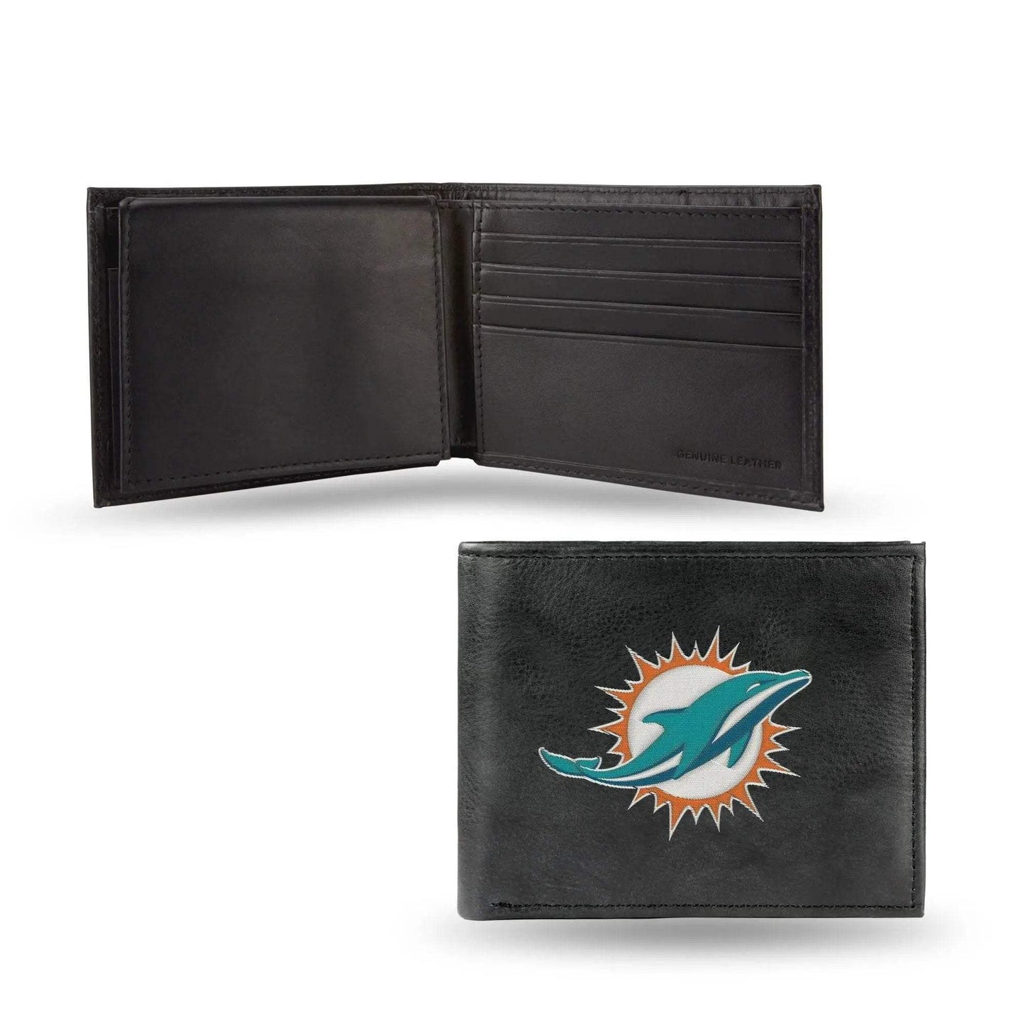  Miami Dolphins Wallet Billfold Leather Embroidered Black -  ToylandEU™