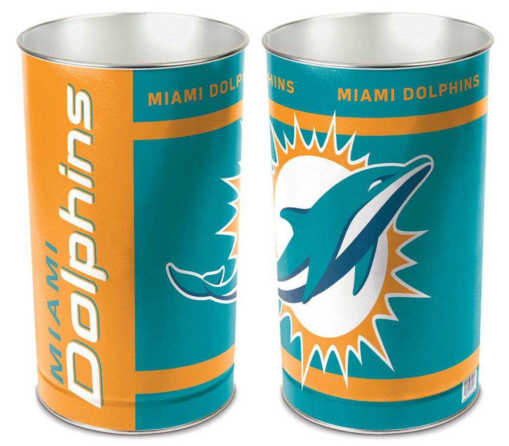 Miami Dolphins Wastebasket 15 Inch Metal Trash Can Wincraft - ToylandEU