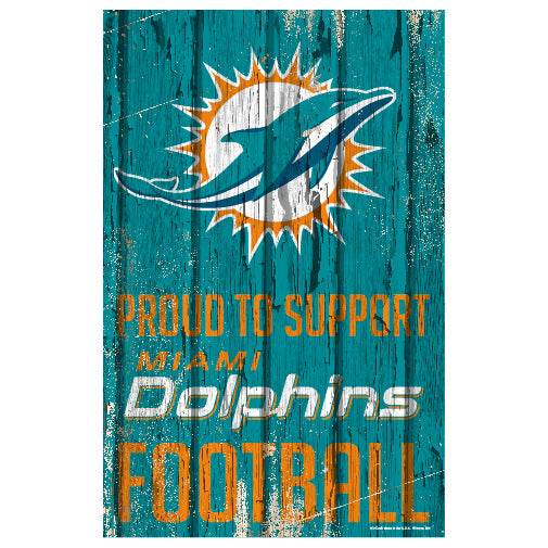 Miami Dolphins Wood Sign 11x17 Proud to Support Design - ToylandEU