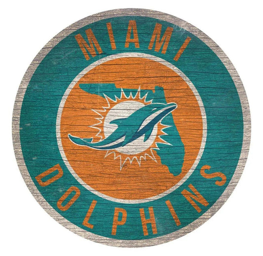  Miami Dolphins Wood Sign 12 Inch Round State Design USA -  ToylandEU™