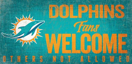  Miami Dolphins Wood Sign Fans Welcome 12x6 Inches Hanging -  ToylandEU™