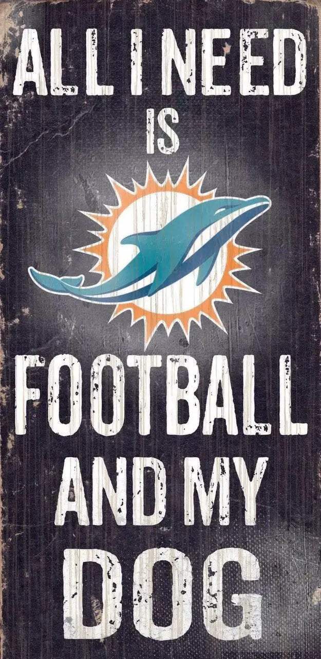  Miami Dolphins Wood Sign Football And Dog 6x12 Inches -  ToylandEU™