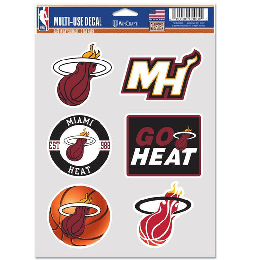 Miami Heat Multi Use Fan Decal Set Six Pack Made in USA - ToylandEU