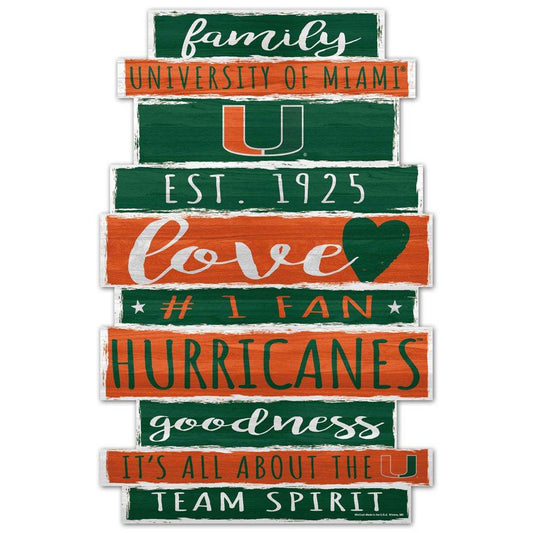 Miami Hurricanes 11x17 Wood Sign Family Word Design - ToylandEU