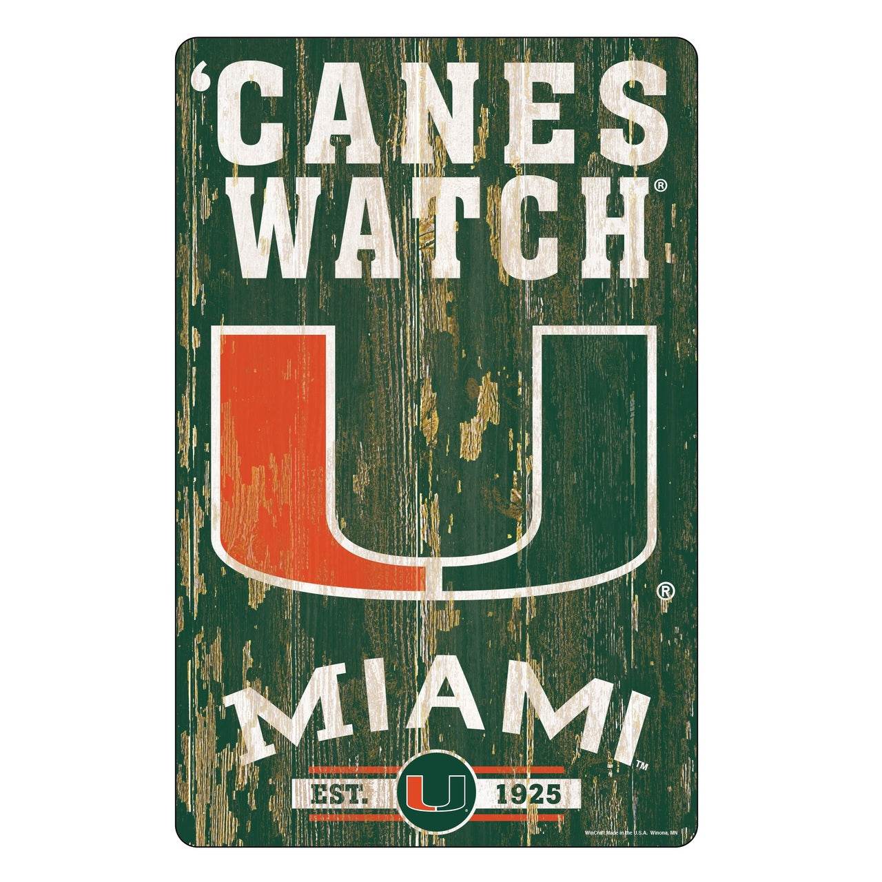 Miami Hurricanes 11x17 Wood Sign With Team Slogan Design - ToylandEU