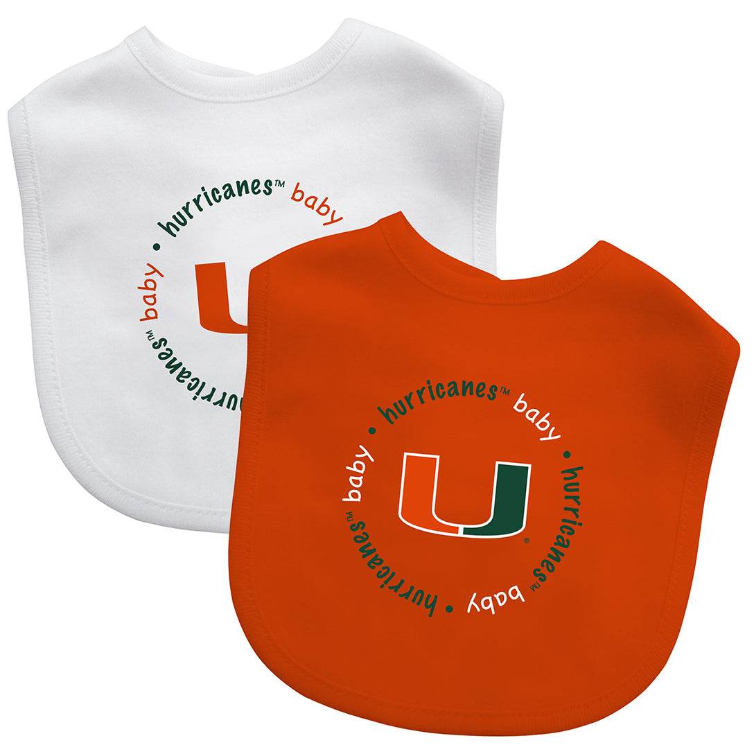 Miami Hurricanes Baby Bibs Two Pack Officially Licensed - ToylandEU