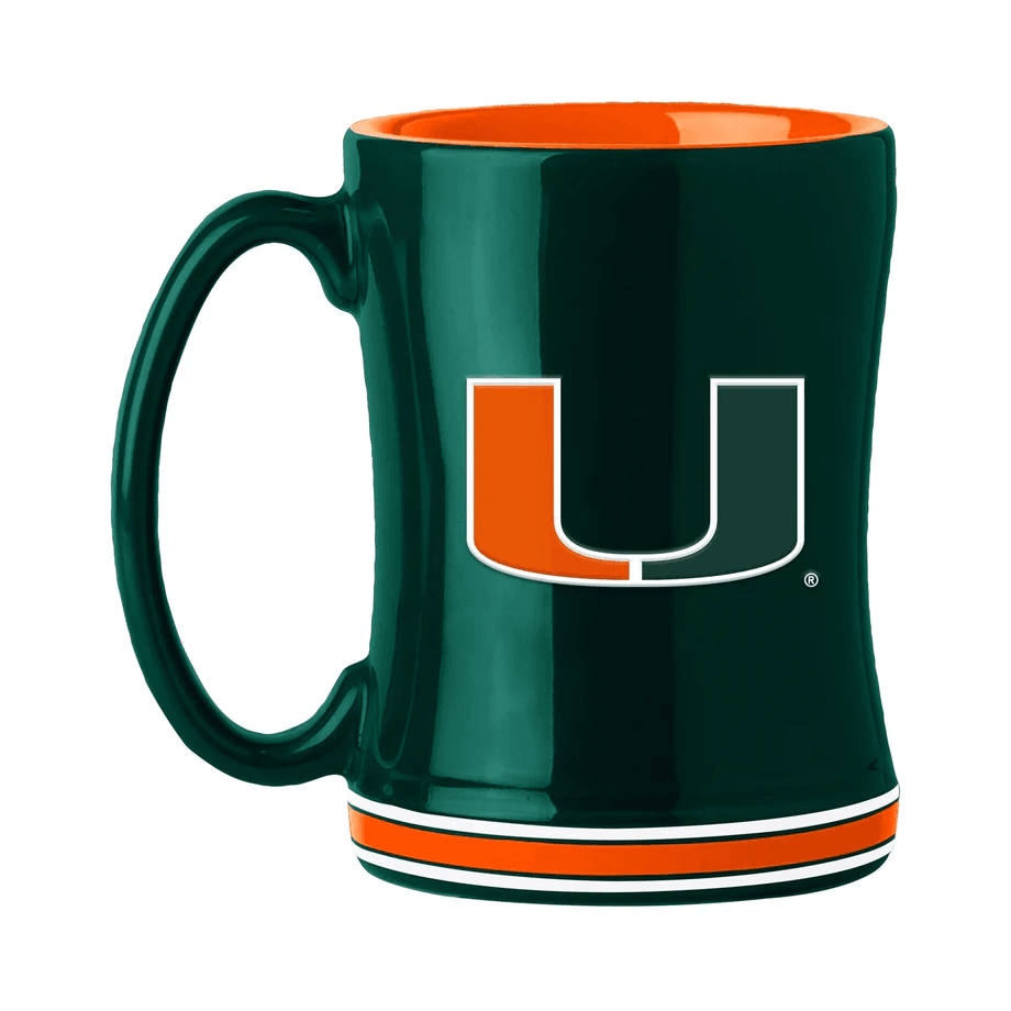Miami Hurricanes Coffee Mug 14oz Sculpted Relief Team Color - ToylandEU