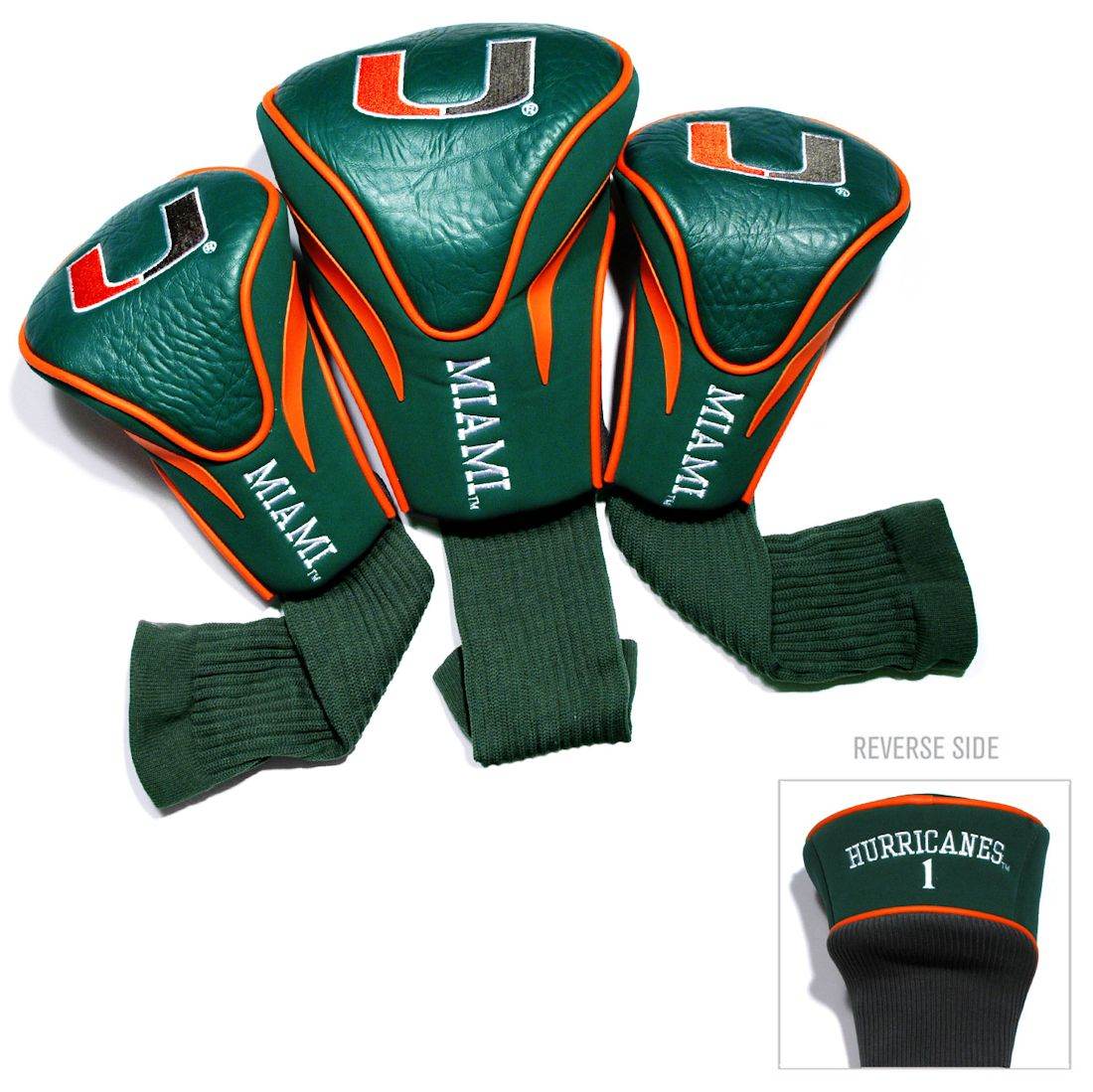 Miami Hurricanes Golf Club Contour Headcover Set 3 Piece - ToylandEU