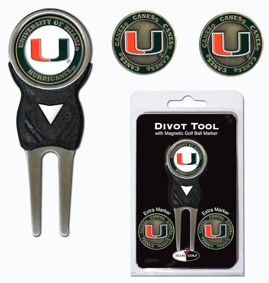 Miami Hurricanes Golf Divot Tool With 3 Markers Nickel - ToylandEU