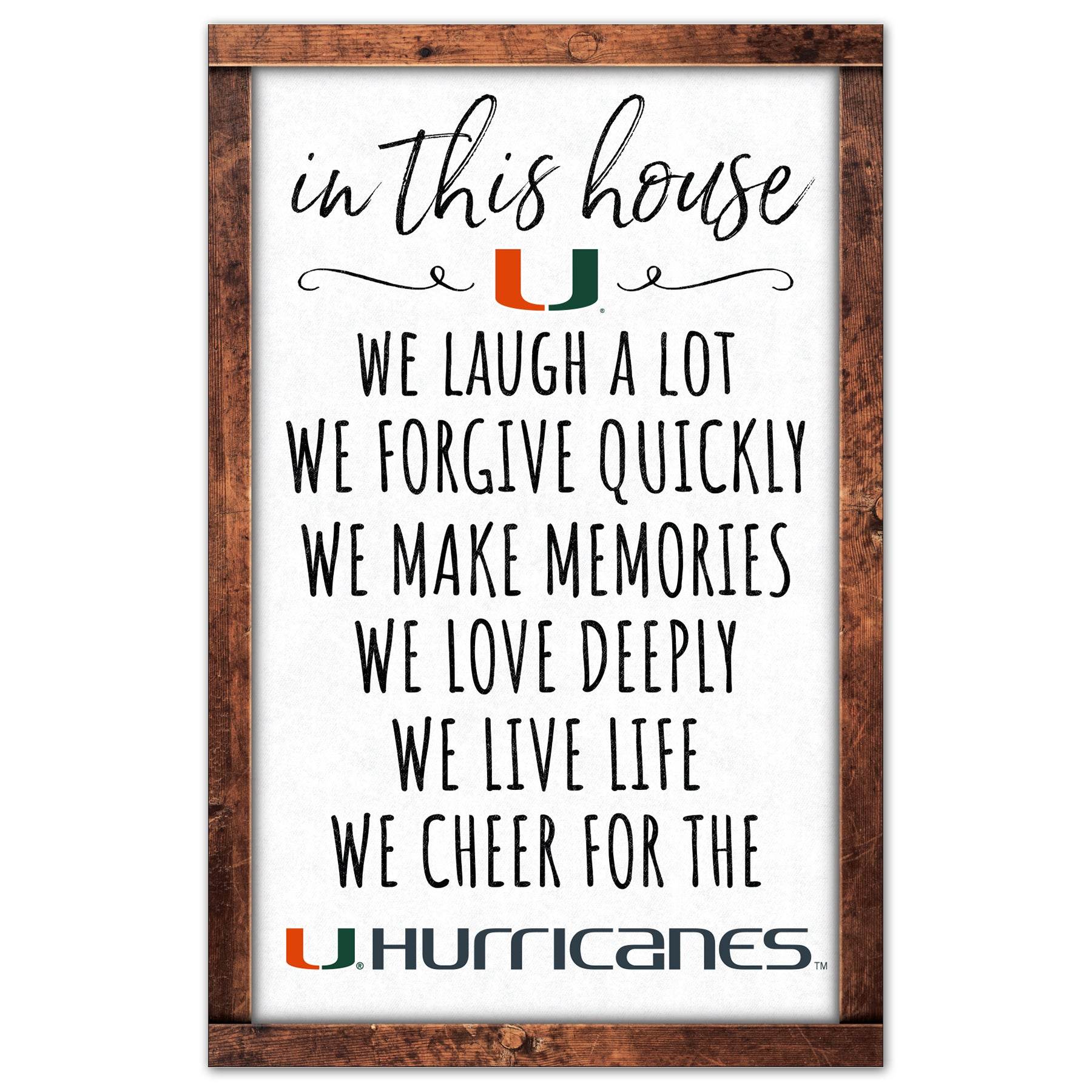 Miami Hurricanes Sign 11x17 Wood Wall Art In This House - ToylandEU