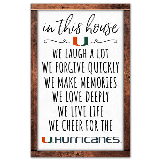 Miami Hurricanes Sign 11x17 Wood Wall Art In This House - ToylandEU