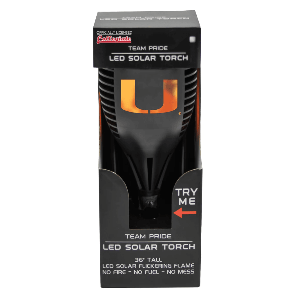 Miami Hurricanes Solar Torch LED Outdoor Light 36 Inch Tall - ToylandEU
