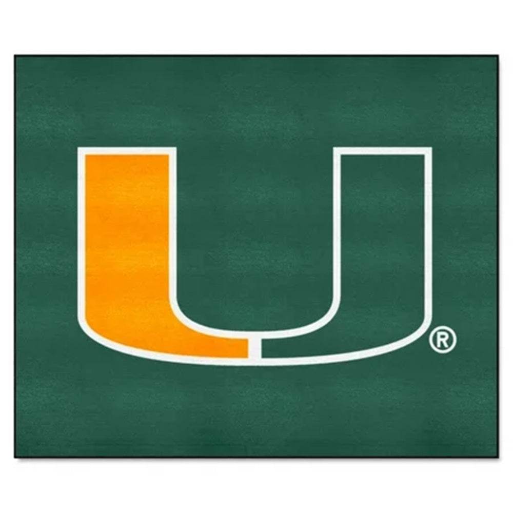 Miami Hurricanes Tailgater Mat 5x6 U Design Rug Licensed - ToylandEU