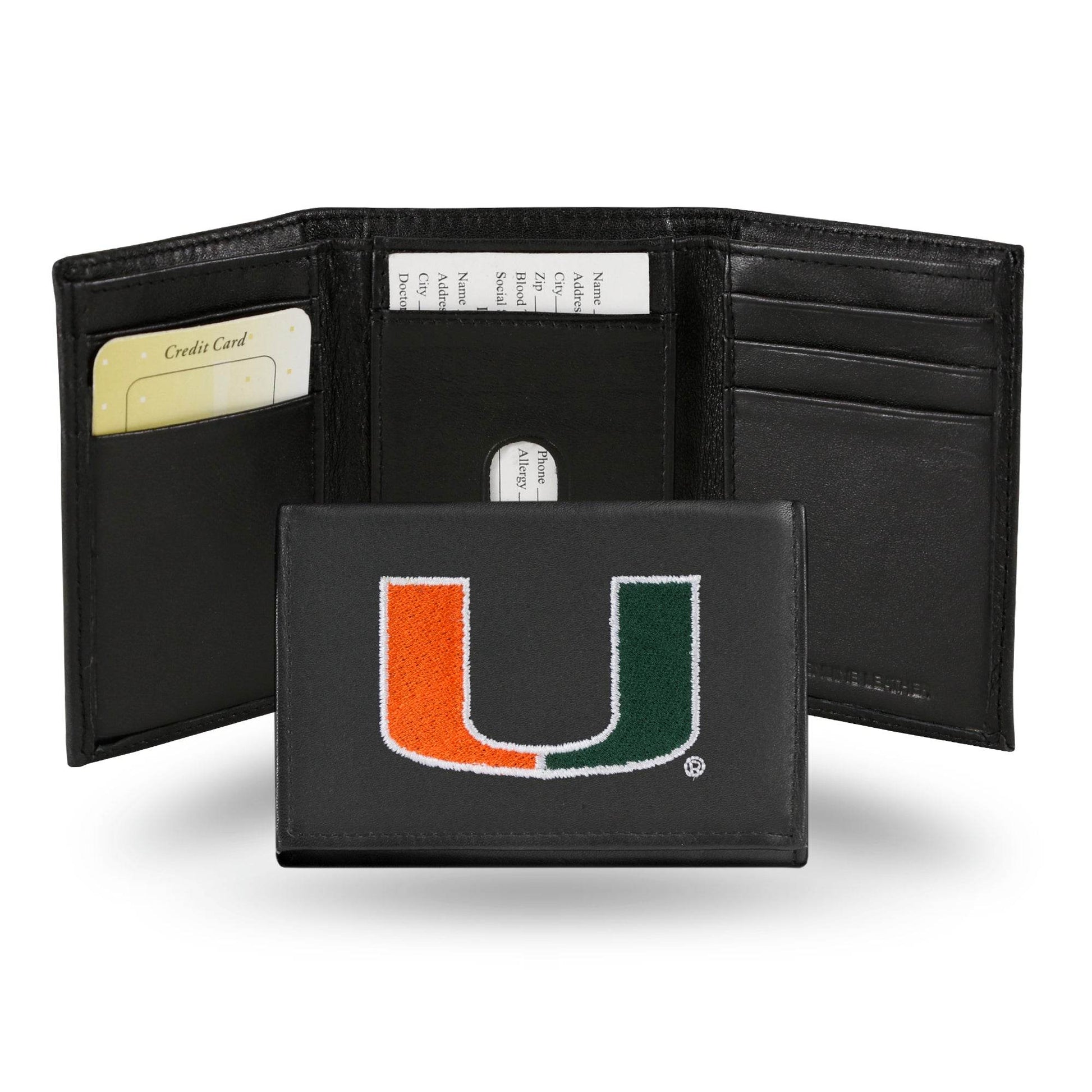 Miami Hurricanes Trifold Leather Wallet Embroidered - ToylandEU