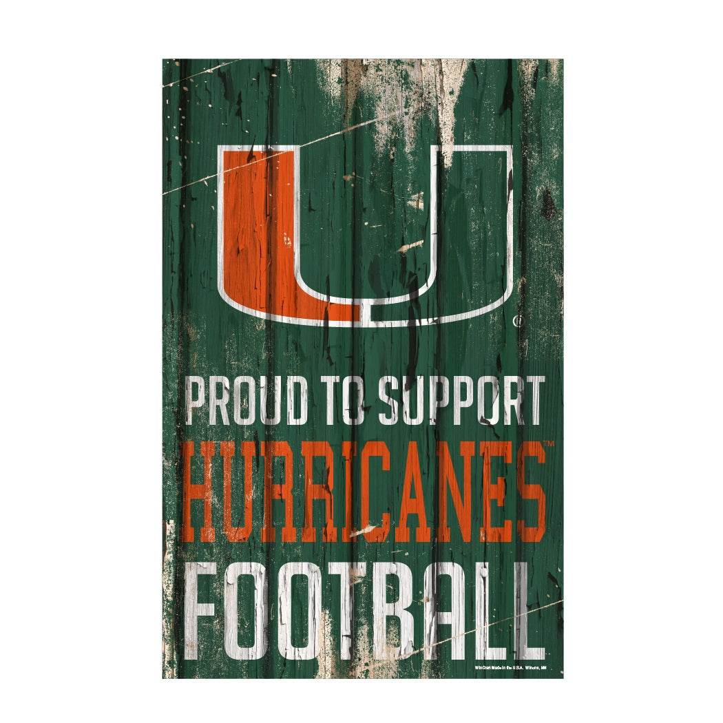 Miami Hurricanes Wood Sign 11x17 Proud To Support Display - ToylandEU