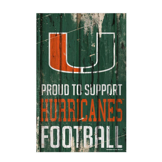 Miami Hurricanes Wood Sign 11x17 Proud To Support Display - ToylandEU