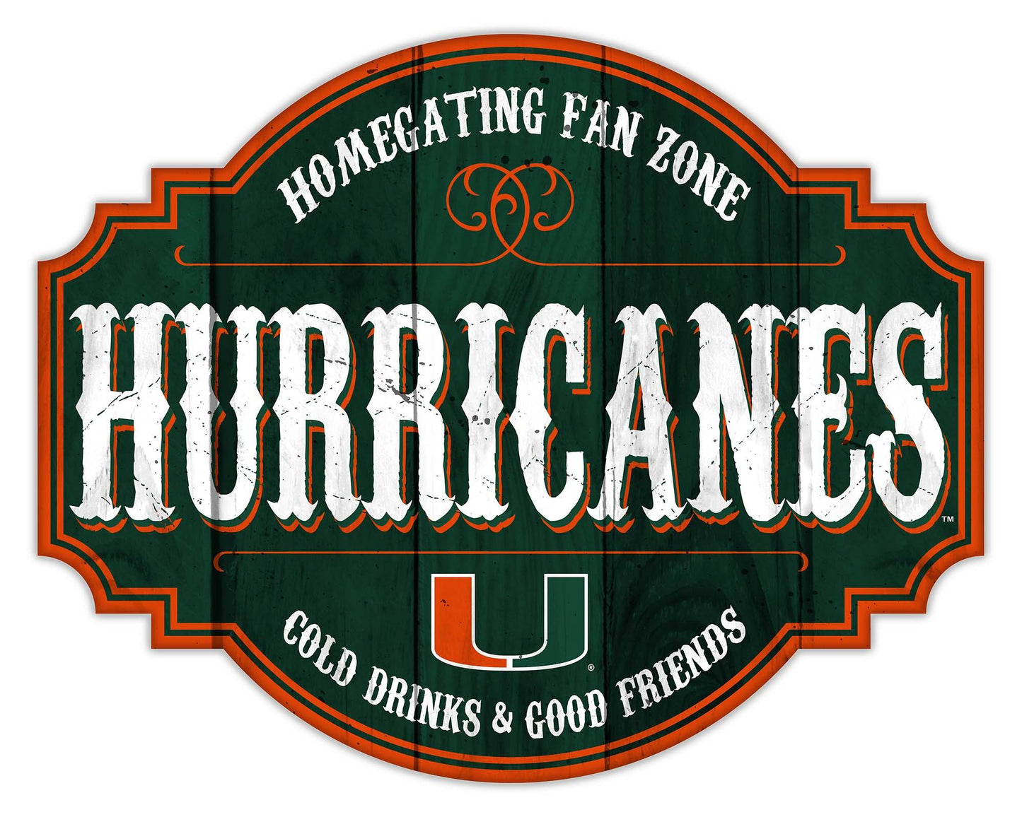 Miami Hurricanes Wood Sign 12 Inch Homegating Tavern - ToylandEU