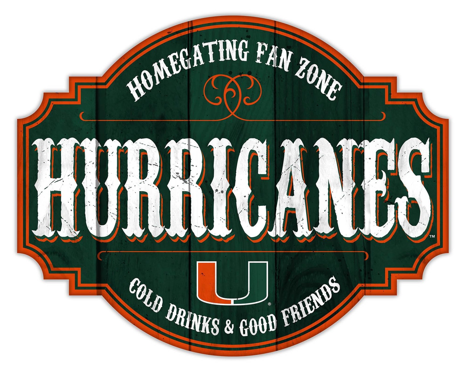 Miami Hurricanes Wood Sign 12 Inch Homegating Tavern - ToylandEU