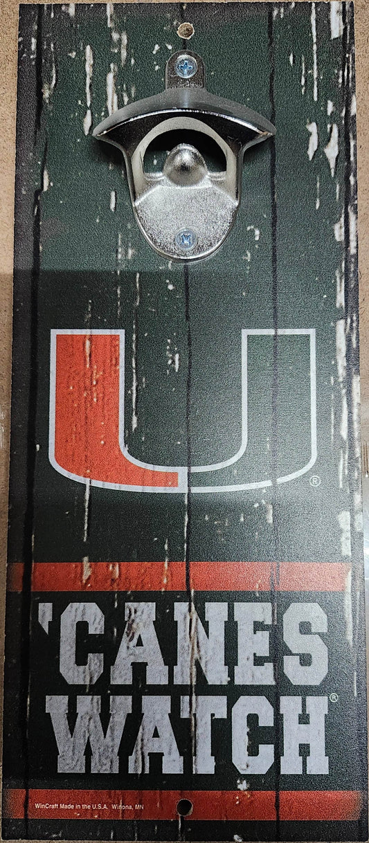 Miami Hurricanes Wood Sign 5x11 Bottle Opener Slogan - ToylandEU