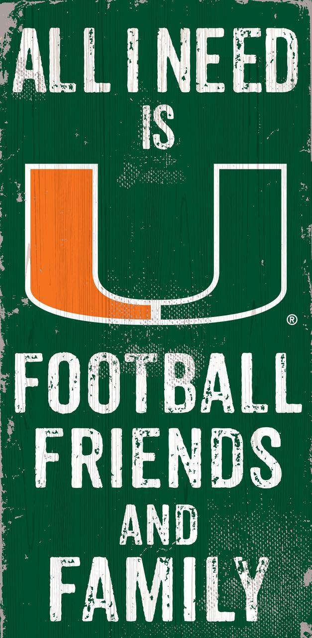 Miami Hurricanes Wood Sign 6x12 Football Friends And Family - ToylandEU
