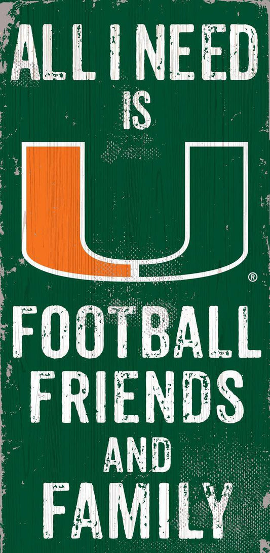 Miami Hurricanes Wood Sign 6x12 Football Friends And Family - ToylandEU