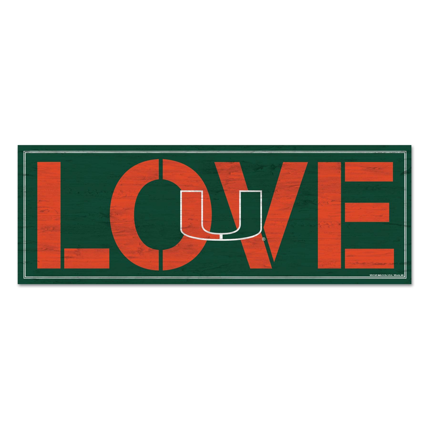 Miami Hurricanes Wood Sign 8x23 Love Decor NCAA Team Gift - ToylandEU