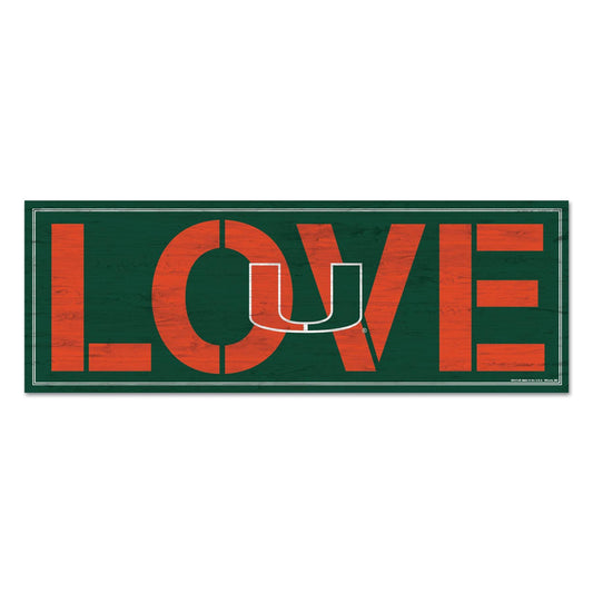 Miami Hurricanes Wood Sign 8x23 Love Decor NCAA Team Gift - ToylandEU