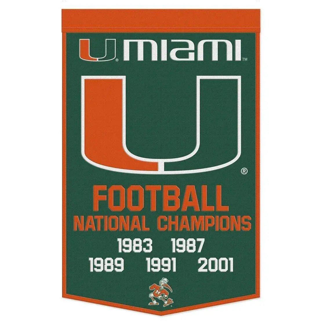  Miami Hurricanes Wool Banner 24x38 Champ Design Football -  ToylandEU™