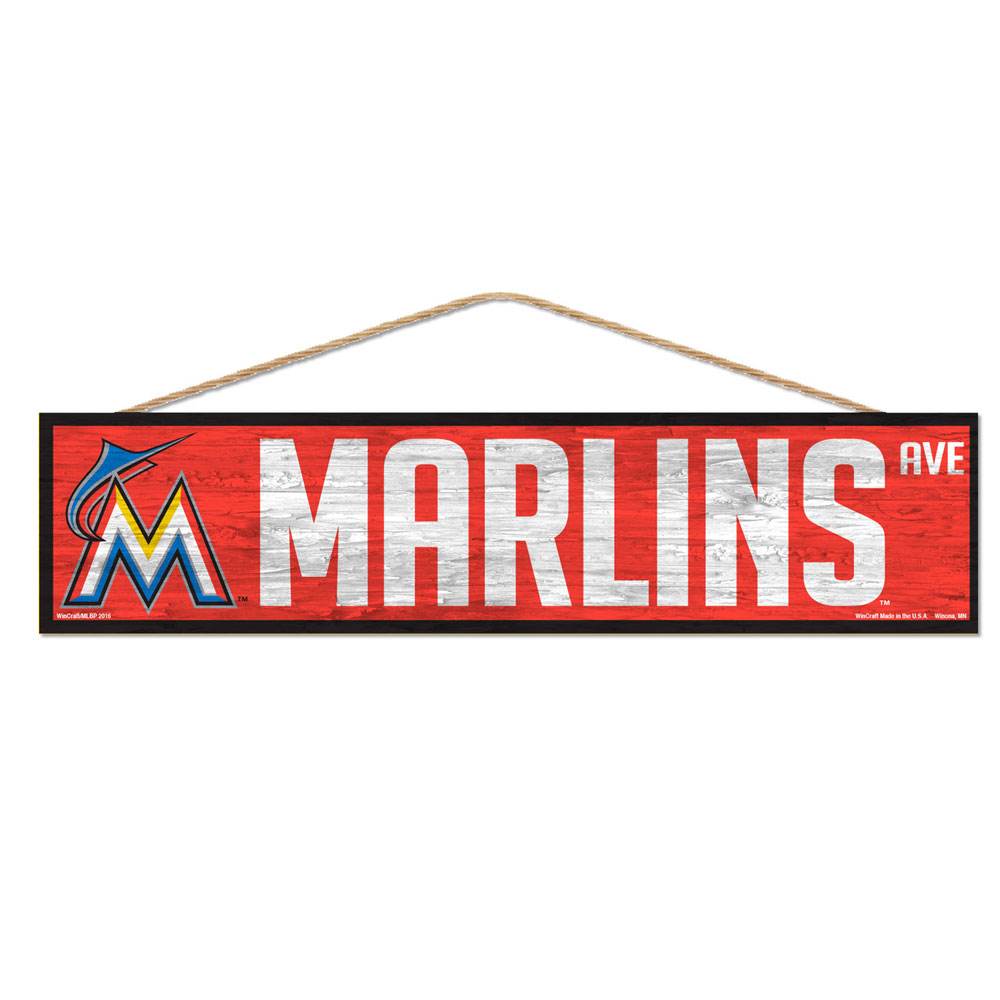 Miami Marlins 4x17 Wood Avenue Sign With Logo Design - ToylandEU